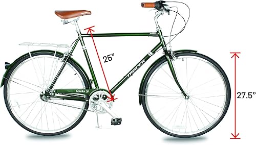 Vista 89 de Tracer Osaka - Bicicletas híbridas, marco de acero, Shimano Nexus Inter 3/7 velocidades, agarre marrón asiento marrón, bicicleta de carretera