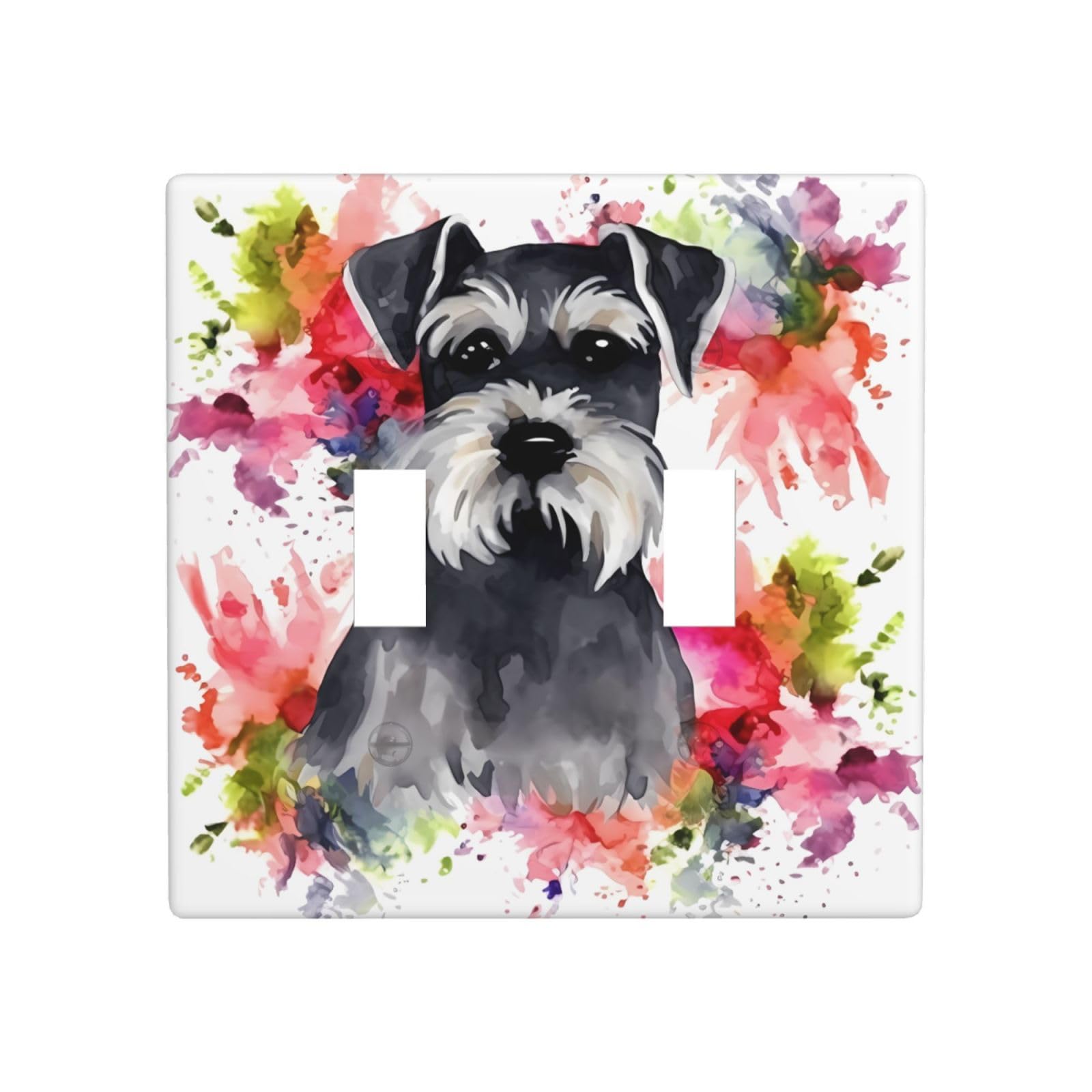 Decorator Double Toggle Light Switch Covers Schnauzer Wall Plate 2-Gang Standard Size 4.5" x 4.5" Double Toggle Switch Wallplate Decorative 2 Gang Wall Switch Plate Covers