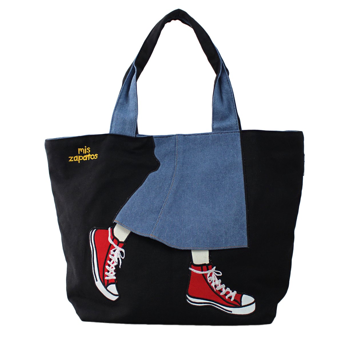 Mis zapatos(?????) Tote Bag, Black (Black 19-3911tcx)