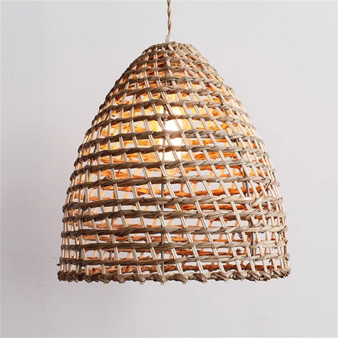 CWVYKNP Retro Wabi Sabi Pendant Lights Woven Hanging Light Fixture for Bedroom Modern Natural Rattan Wicker Basket Close to Ceiling Lamps for Kitchen Island, Foyer Restaurant