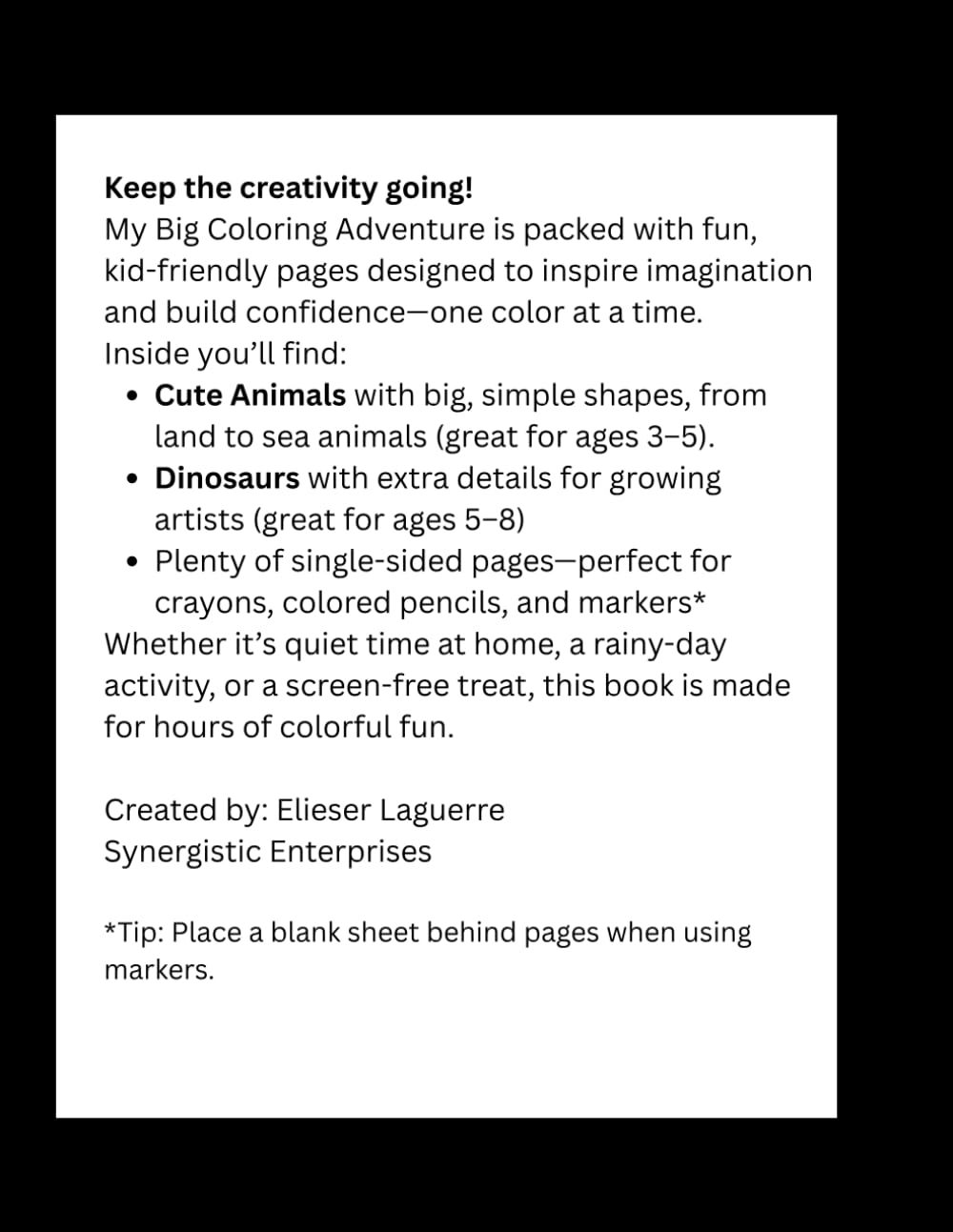 My Big Coloring Adventure: Fun with animals and dinosaurs