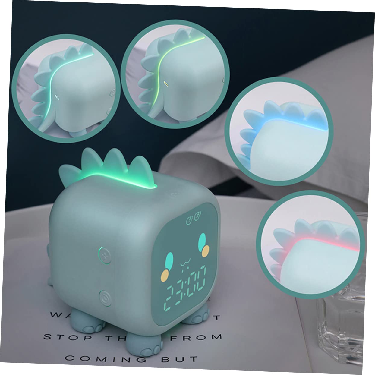 Kreativer Kinderschlaftrainer Grün, Digitale LED Tischuhr aus Kunststoff