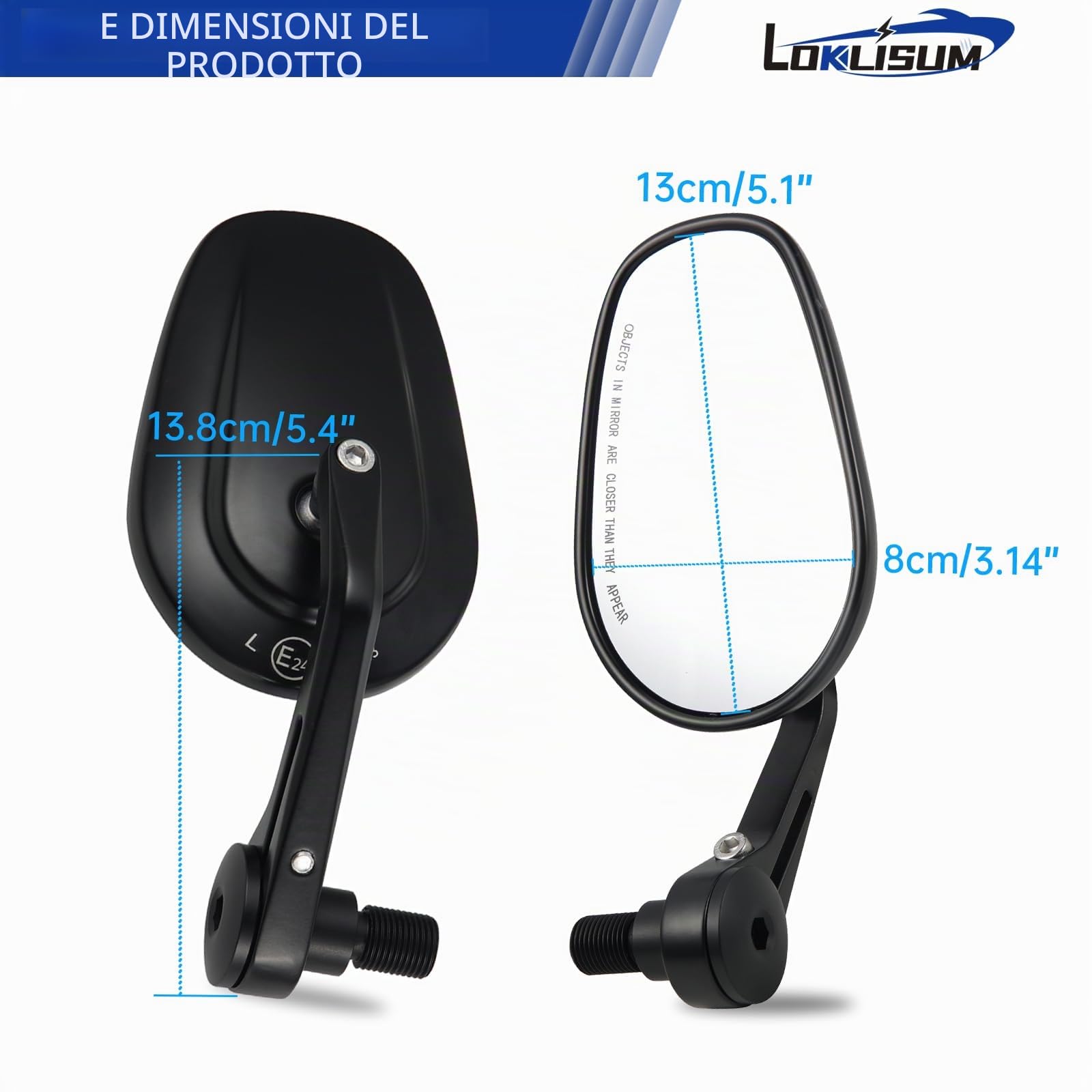 Specchietti Moto Manubrio 7/8" Specchietti Retrovisori CNC Specchietti Laterali Moto Compatibile per Yamaha MT03 MT07 MT09 MT10 MT15 MT125 XSR700 XSR900 FZ1 FZ6 FZ6R XJ6 TMAX530/500
