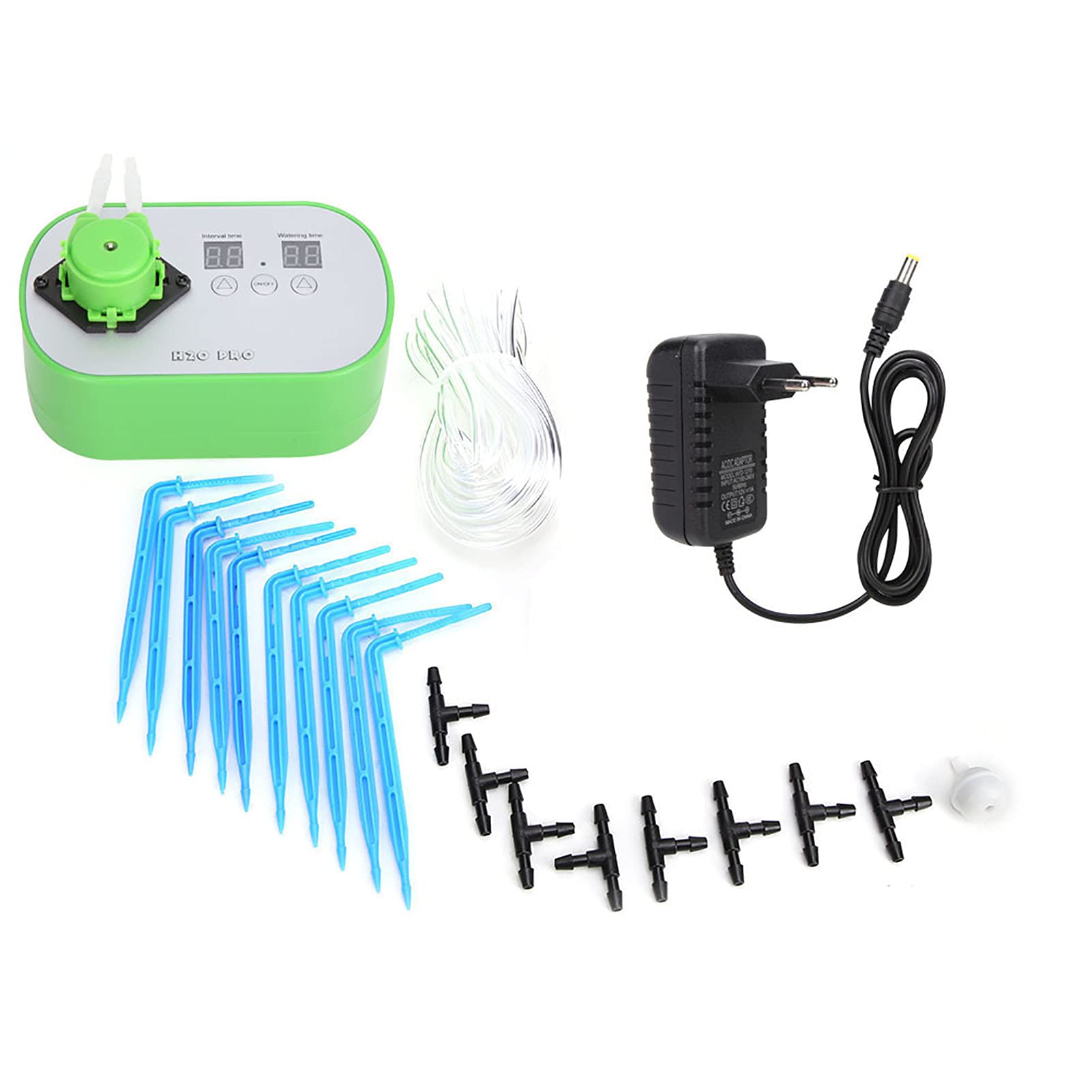Hyuduo di Irrigazione Automatico Kit di Irrigazione a Goccia Intelligente Pompa dell'acqua Peristaltica 12V 100 Ml Impostazioni Timer Minimo da 1 a 15 Giorni per Piante da Interno Serra Balcone