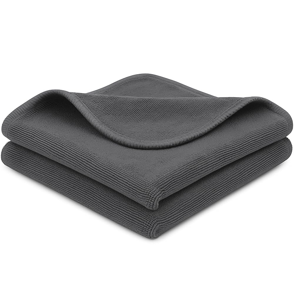 DOCAT Microfiber Cleaning Cloth, 2 Pack Cleaning Towels for Kitchen, 350 GSM Thick Lint & Streak-Free Multipurpose Cloths, Automotive Microfiber Towels for Car and Bike Cleaning, 40x40 Cms (Set of 2)