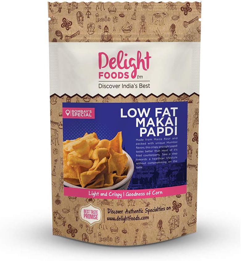 Delight Foods Mumbai Low Fat Makai Papdi - Healthy Snacks (150g)