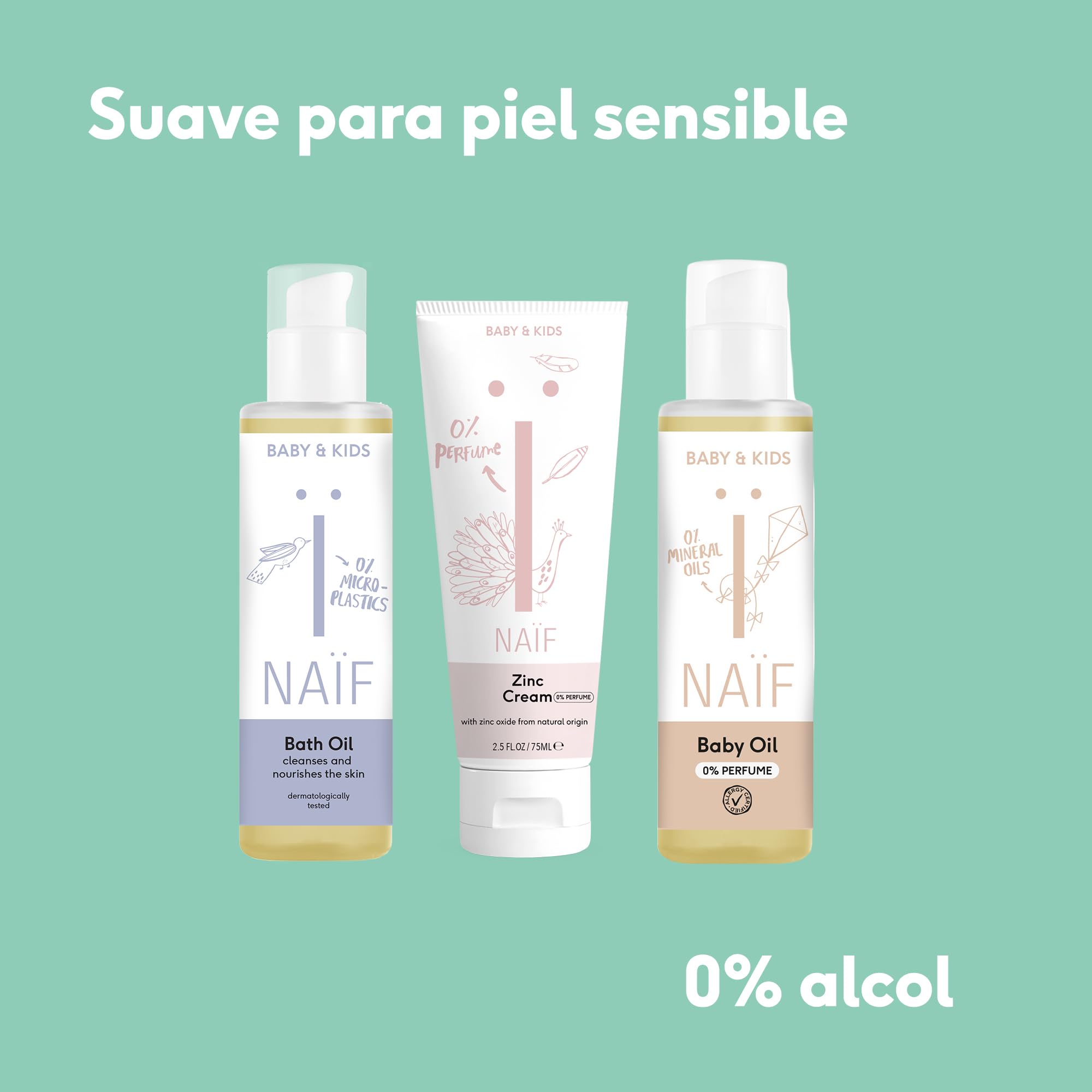 Naïf - Olio per bambini - per neonati e bambini - Con ingredienti naturali - Vegano- Prodotti per la cura del bambino - Olio per bambini - Massaggio per bambini - 100 ml