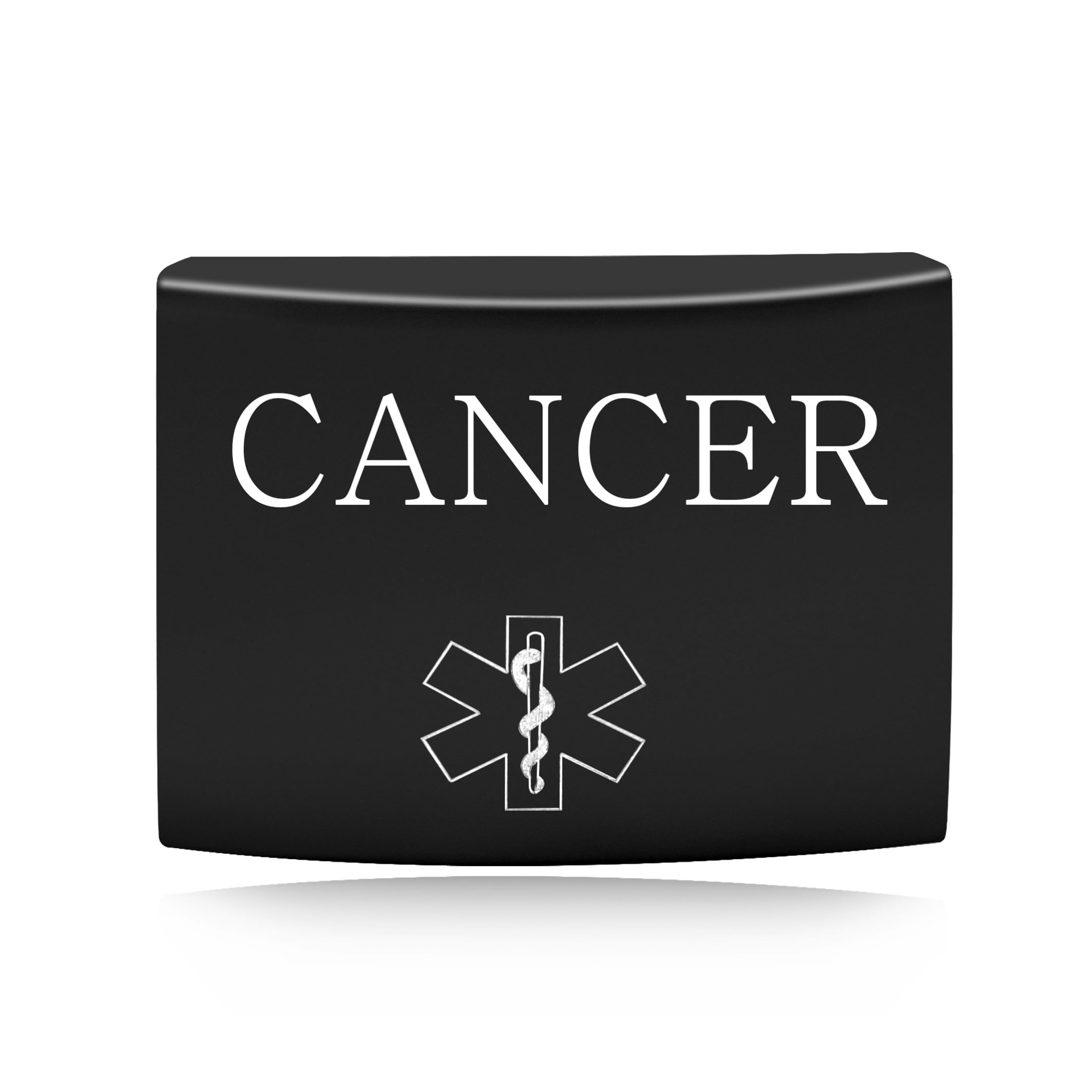 Oneress Black CANCER Medical ID Watch Band Label Stainless Steel Emergency Alert Tag, Fashionable & Durable Info Tag for Men & Women YA4313 Black-CANCER — image 1
