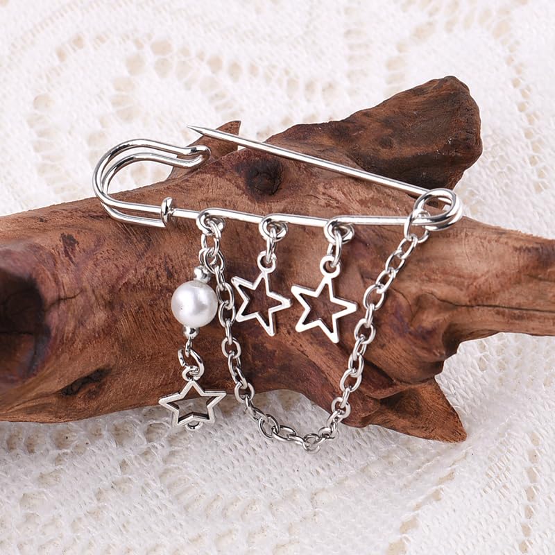 Image of Y2k Chain Brooch Pins for Women Silver Gold Tassel Pin for Coat Collar Brooch Pin Y2k Punk Shoes Clothing Accessories