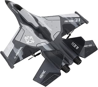 RC Plane, 2.4GHz RC Glider RC Airplanes RC Fighter with Propeller, LED Light, Landing Gear, 1000mAh RC Aircraft Jet, Automatic Balance Easy to Fly Glider for Kids, Beginners, Adult (Camouflage Gray)