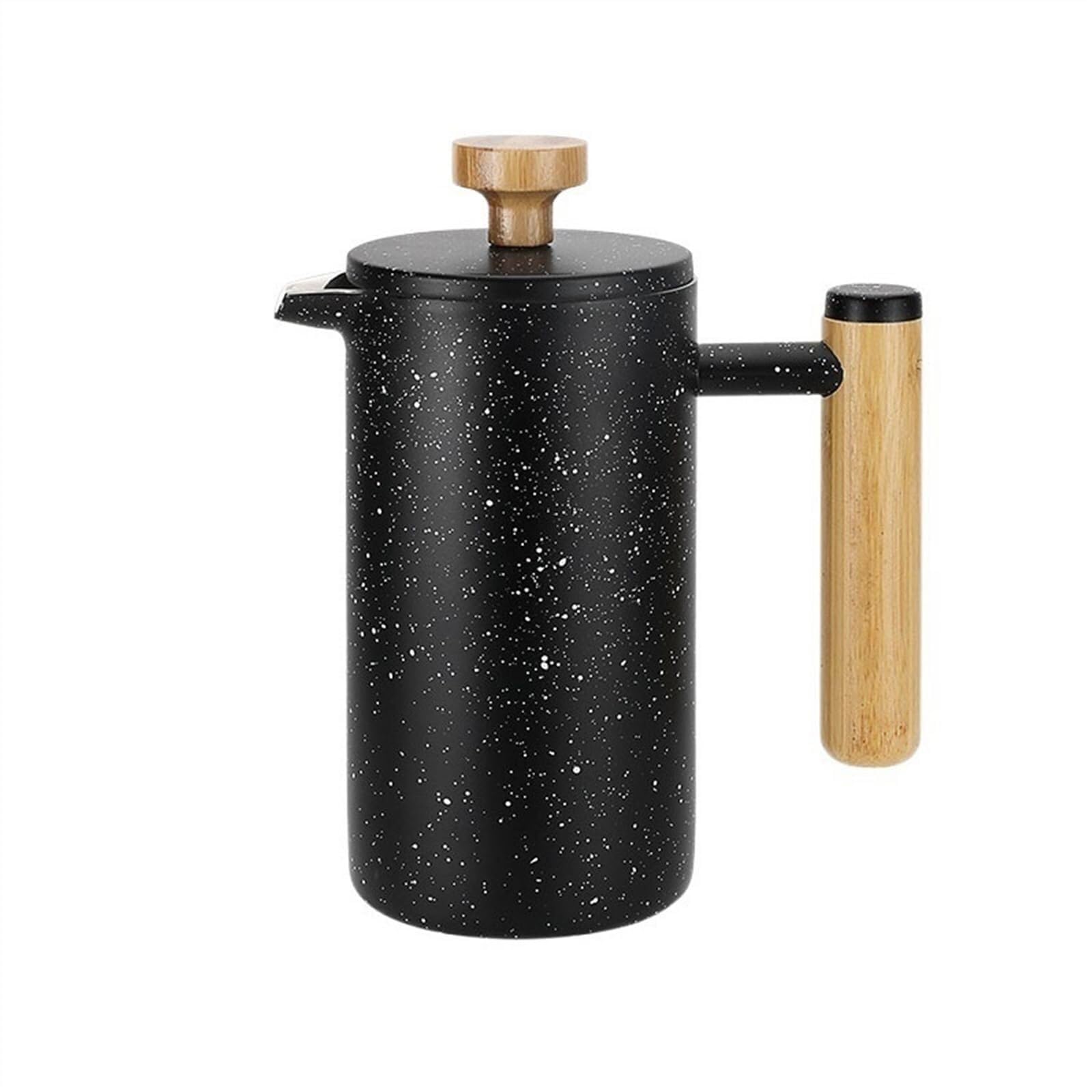 1000 ml French Press dzbanek do kawy, ręcznie zaparzony, ze stali nierdzewnej, drewniany uchwyt, spieniacz do mleka, do użytku domowego i kawowego (Gris) (biały, 350 ml) (czarny, 350 ml)