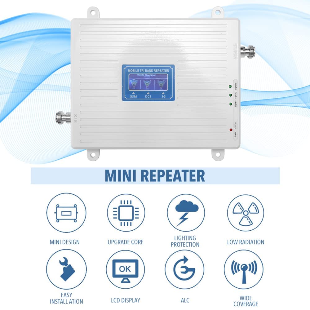 Hancaner Amplificador de Cobertura Móvil gsm 4G 3G 2G Amplificador Señal para Teléfono Móvil Tri-Banda Repetidor de Señal para Zonas Rurales de Mala Cobertura