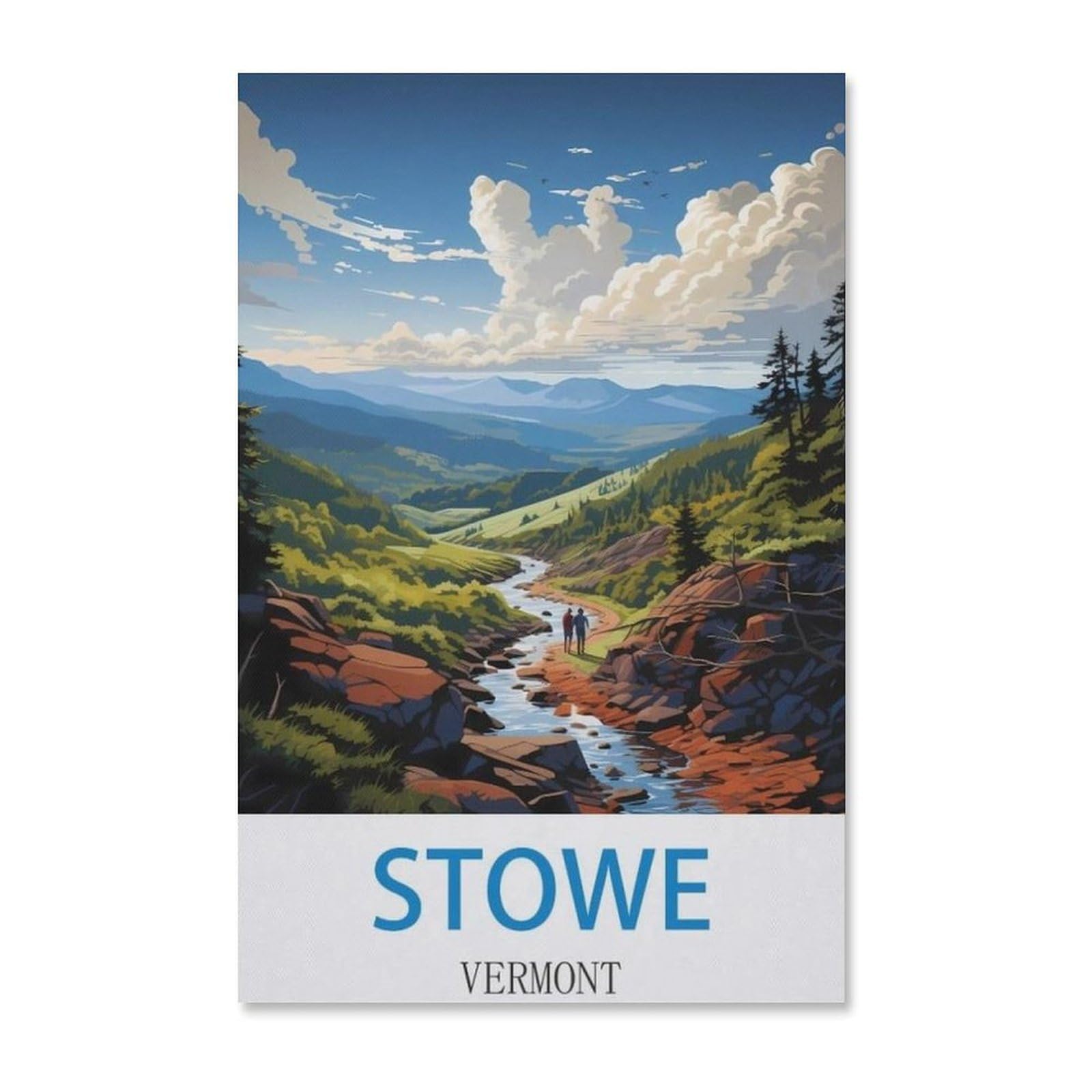1000Pcs，Stowe Vermont Vintage Travel Poster，Jigsaw Adult Decompression Game Puzzle Students Toy For Children Christmas Birthday Gifts（50x70cm）-E47