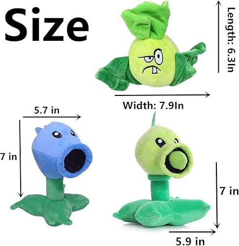 Miniatura 3 de Juego de 6 plantas y zombis de peluche de plantas y zombis, juguete Bonk Choy, 1 2 peluches suaves de peluche de muñeco pirata, muñeco de bufón