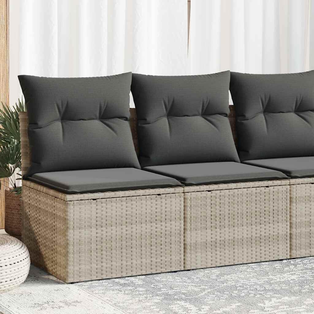 vidaXL 2-TLG. Garten-Sofagarnitur mit Kissen Hellgrau Poly Rattan