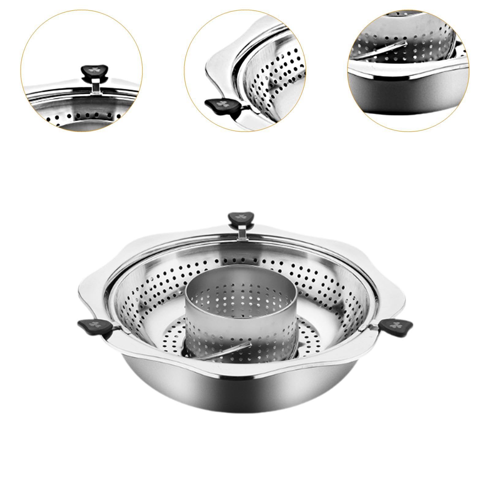 Pentola Lifting Hot Pot in Acciaio Inox con Divisore Pentola Antiaderente Regolabile Padella Separata Multifunzionale Adatta a Cucina Domestica Campeg, con Punzonatura, 34cm