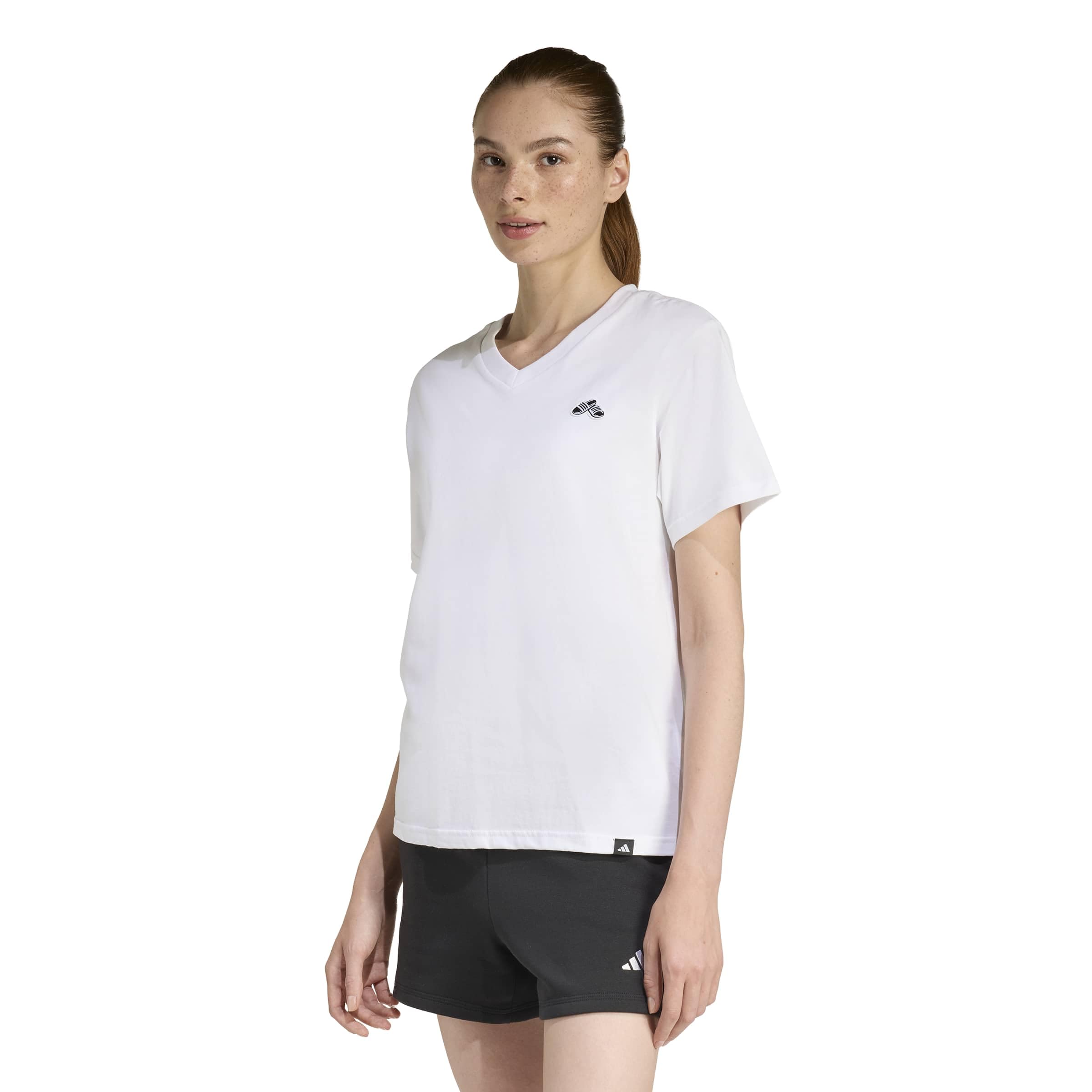 adidas Women's Summer Slide Graphic Vneck T-Shirt, White, XXL