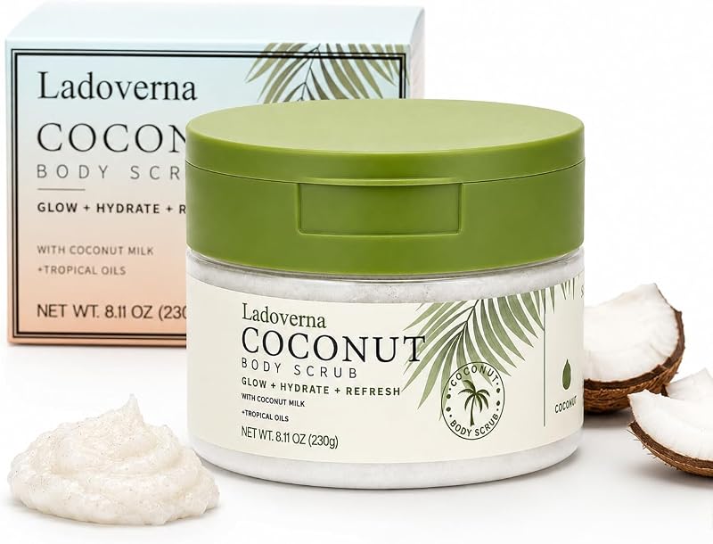 Esfoliante corporal de açúcar com coco e óleos Ladoverna, 230 g