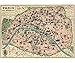 Vintage Paris Map Monuments Poster By Cavallini & Co. 20" x 28"