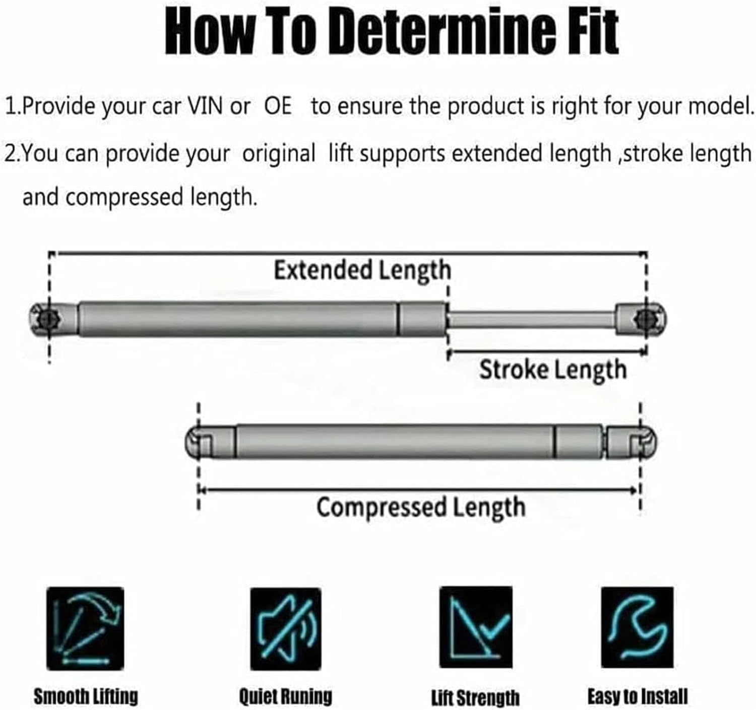 2PCS Car Trunk Lift Support Struts for Ford Thunderbird 2002 2003 2004 2005, Rear Hatch Liftgate Tailgate Hydraulic Gas Spring Shock Absorber for SUV Hatchback Sedan