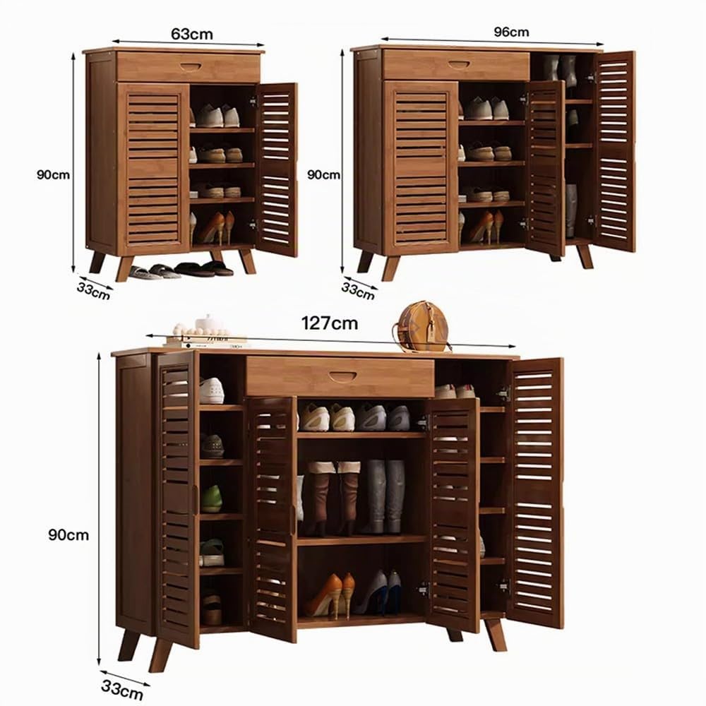 Mueble Zapatero de 5 Niveles con 3 Puertas, 38 Pares de Zapateros con Cajón y Estantes Ajustables, Estante de Madera Organizador para Entrada Pasillo Salón