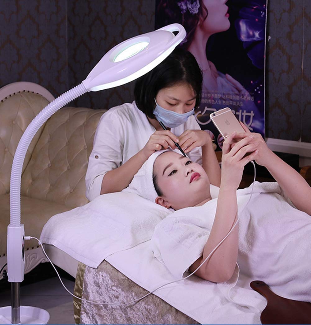 Lente d'ingrandimento da terra Lampada d'ingrandimento 16X Lente d'ingrandimento LED Multifunzione regolabile Cura della pelle Bellezza Tatuaggio Bellezza con rotelle ideali per saloni di bellezza