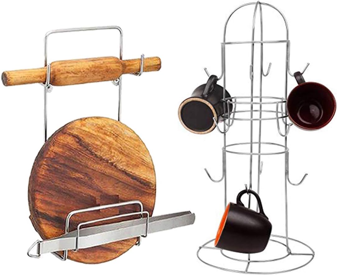 Pureus Utensils Holders Chakla Belan Stand & Round Cup Holder Stand