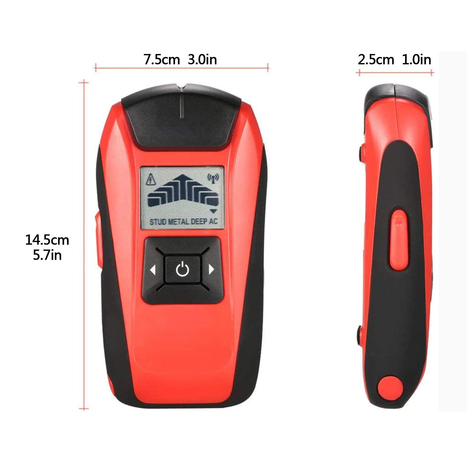 HMTE Détecteur de Goujons muraux, détecteur de Goujons muraux LCD Portable, Goujons en Bois métalliques, câble AC, testeur de détecteur de Scanner de Fil en Direct (Rouge)