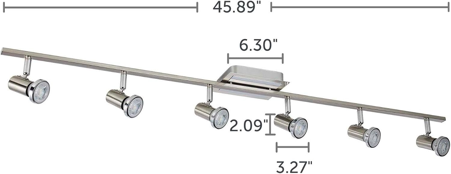 Buy 1 get 1 🔥 NOMA Track Lighting | Adjustable Ceiling Light Fixture | Perfect for Kitchen, Hallway, Living Room, and Bathroom | Nickel and Chrome, 6-Light