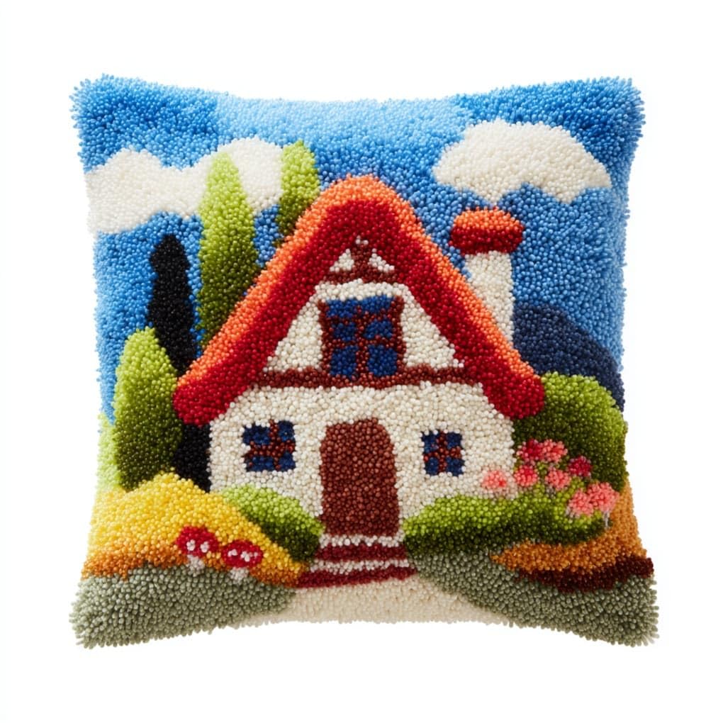 kitphoenix Latch Hook Kits Cushion House Cartoon 43Cmx43Cm