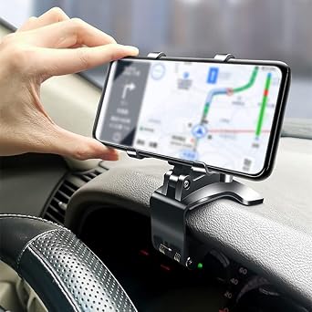 Car Phone Holder Dashboard Phone Mount, Clip Car Phone Holder Mount for Dashboard 360 Degree Rotation Dash Board Phone Mount, One-Hand Operation, Car Phone Mount for 4.3 to 7.6" Smartphones