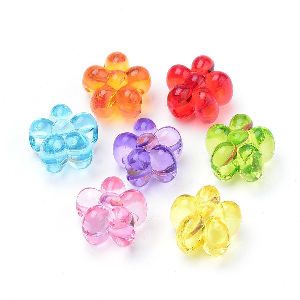 DanLingJewelry 300Pcs Random Acrylic Mini Flower European Beads for DIY
