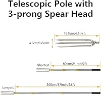 Vista 3 de Fish Gaff 6.2ft Telescopic Rods with 3-Teeth, Stainless Steel Fishing Gig Gaff Hook with 8mm Screw,1 to 7 Teeth Assorted harpoons Barbed,Sea and Ice
