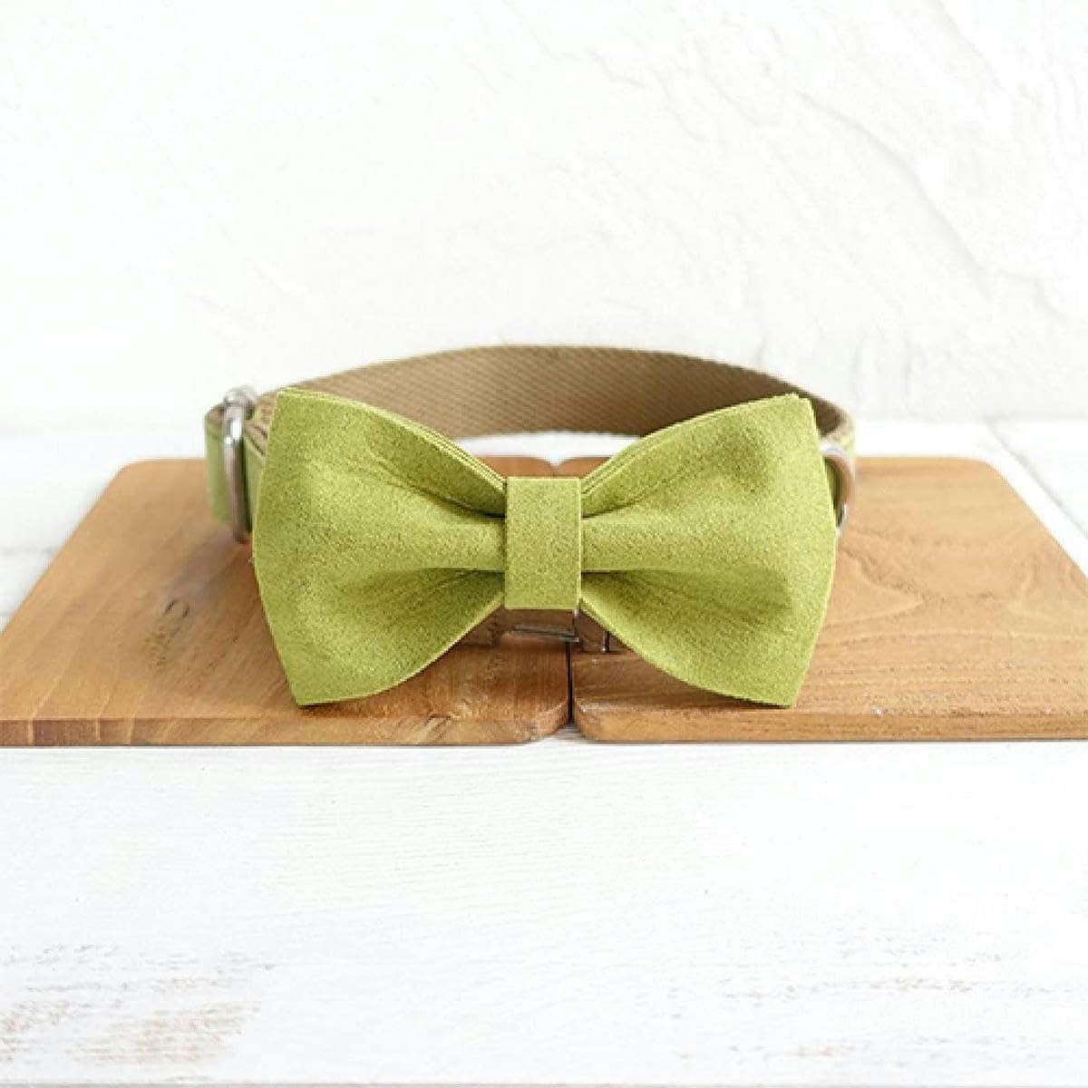collare per cani poly satin e nylon giallo verde e marrone 5 misure collare e guinzaglio per cani, guinzaglio per cani, S-Dog Collar Bow Tie-L
