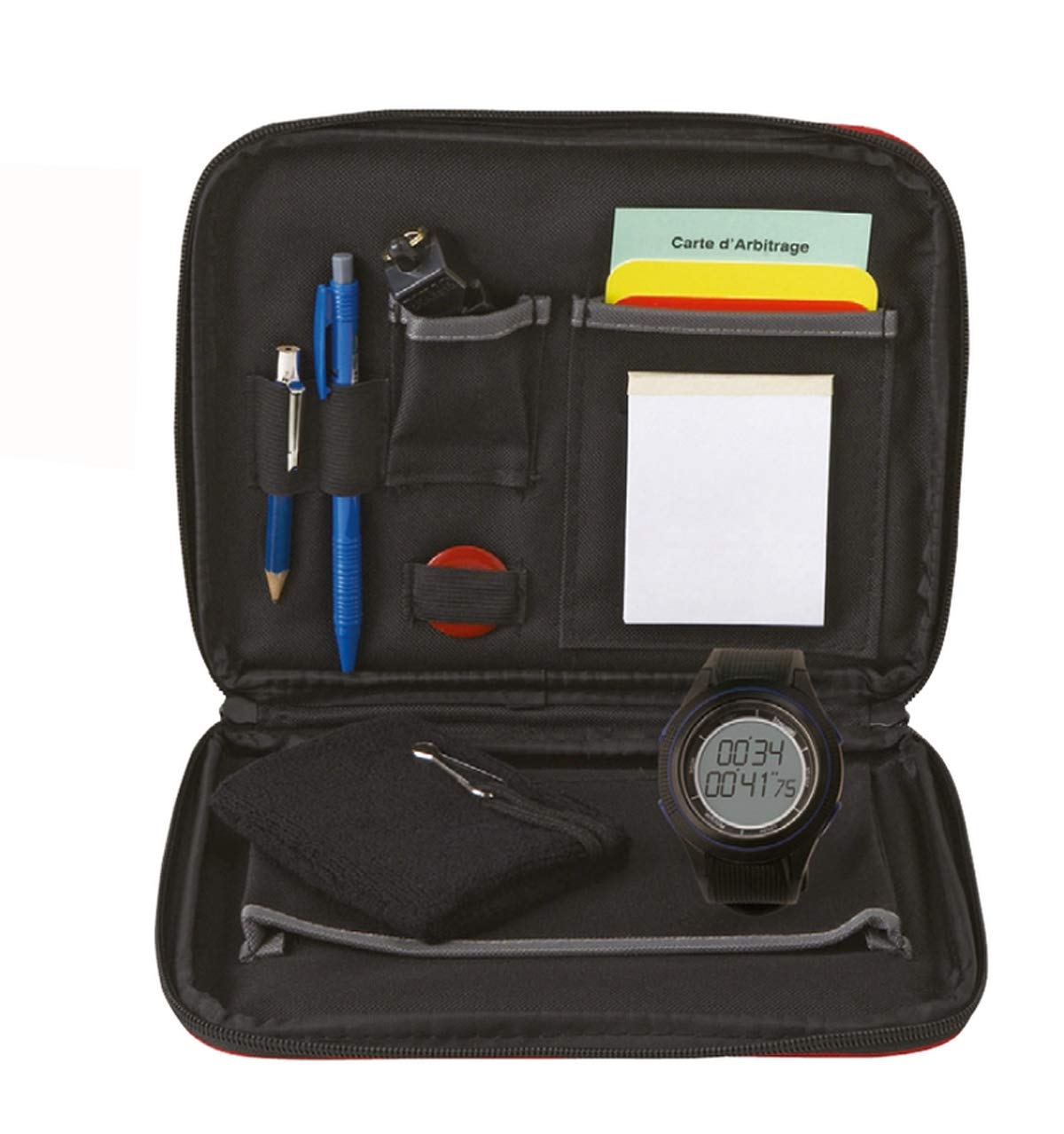 Visiodirect Pochette Arbitre avec accesoires et Montre - médium -Dimension 19 x 22 x 2 cm