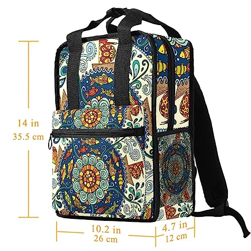 Sac à dos mandala abstrait multicolore de taille idéale 35.5 cm - 5