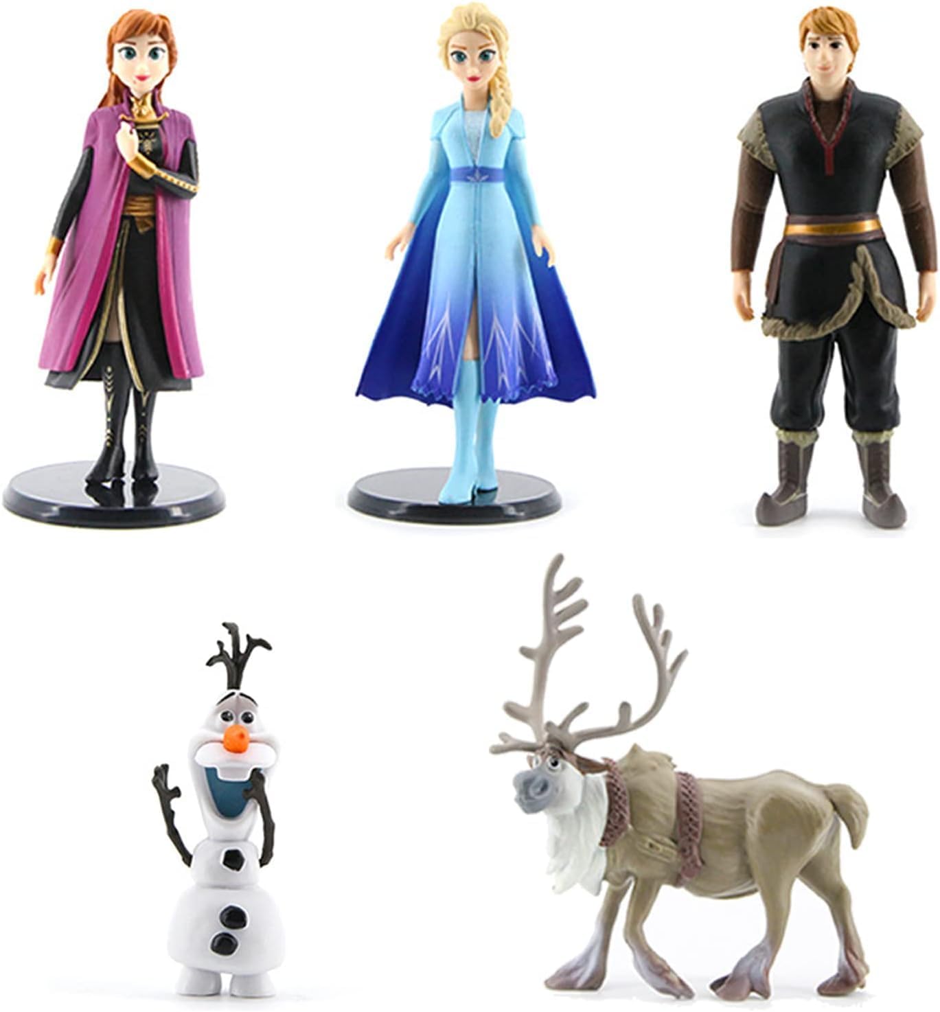 BOENJOY Gifts- Princess Frozen Action Figures Elsa with Sven| 5 Pcs Frozen Figure Set | Toy for Car Dashboard,Study Table Office Desk Collectible, 8 Cm,5 cm