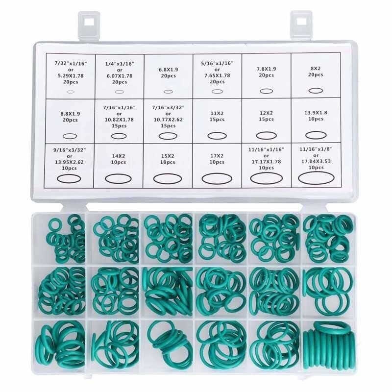 270 pièces Joints toriques Joint d'étanchéité rondelle Assortiment Ensemble 18 Tailles Kit Caoutchouc Joint torique œillets for réparation Vert