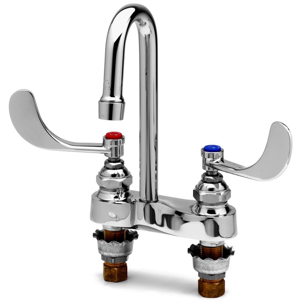 Robinet col de cygne pivotant T&S Brass anti-fuite en céramique B-WH4
