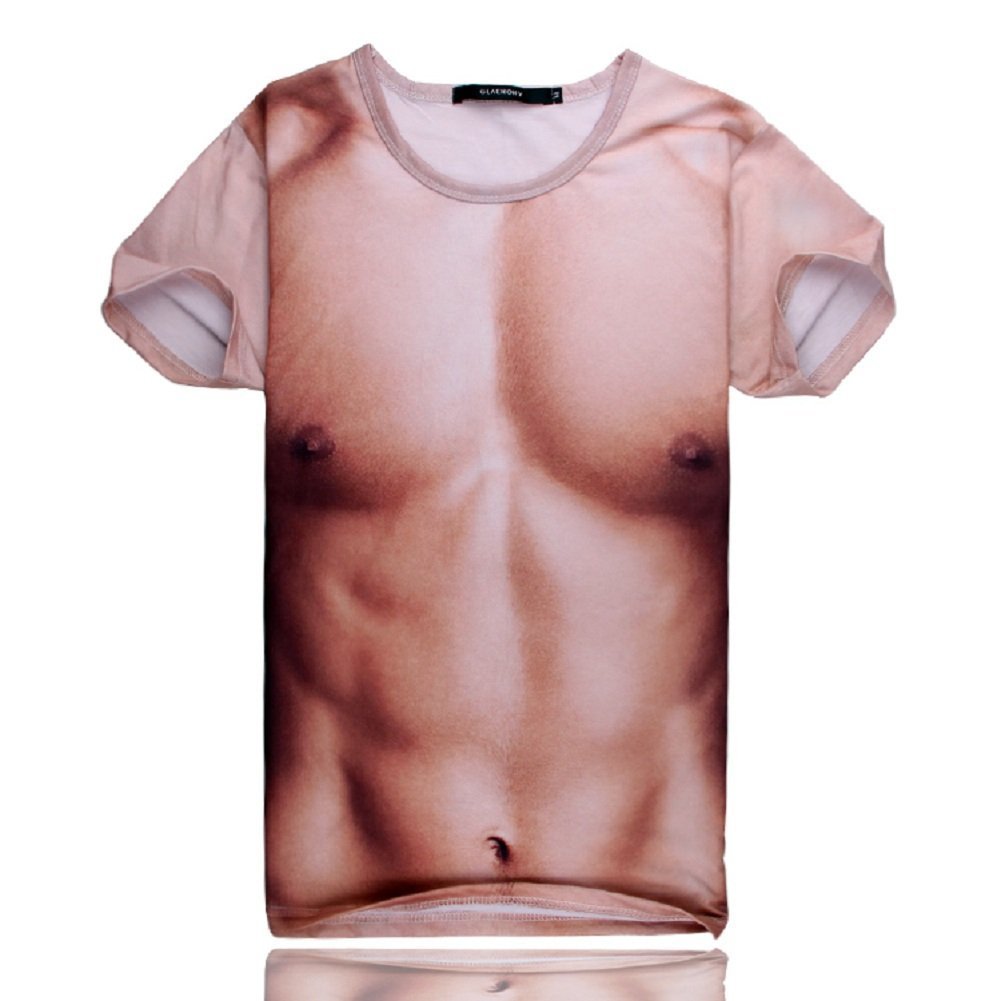 Men's 3D Printed Hip Hop Funky Round Neck Short Sleeve T-shirts 028 Small