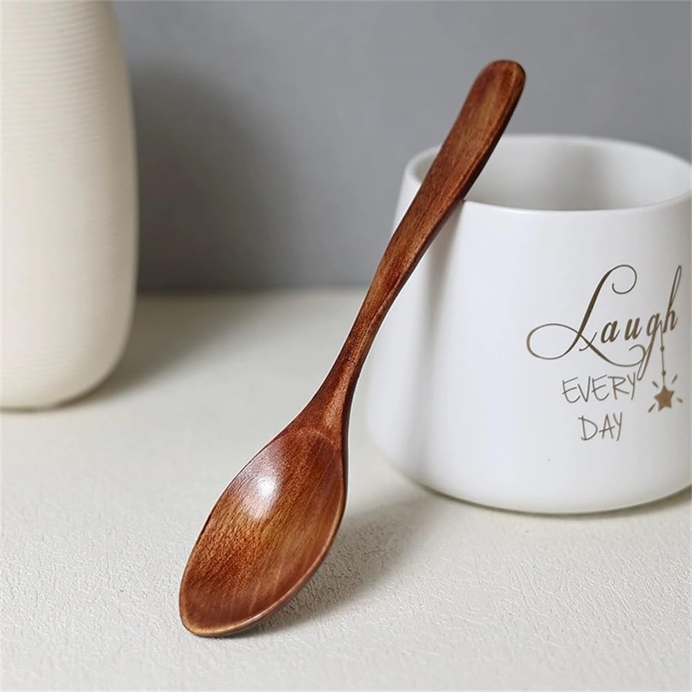 Cucchiaio di Legno da Cucina Cucchiaio di Legno in Stile Giapponese for Adulti, Semplice, retrò, for zuppa, Cucchiaio di Riso, 18x3,5 cm