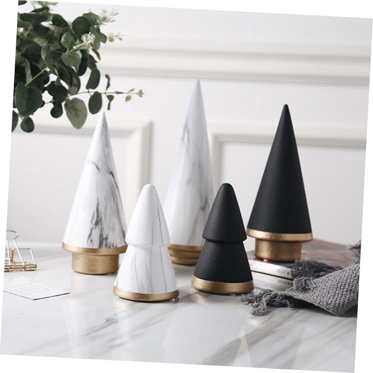 PRETYZOOM 2 Piezas Artículos De Arte para El Hogar Topper De Árbol De Navidad Moderno Decoración De Centro De Mesa De Vacaciones Adorno De Fiesta Arbol De Navidad Moderno Cerámica