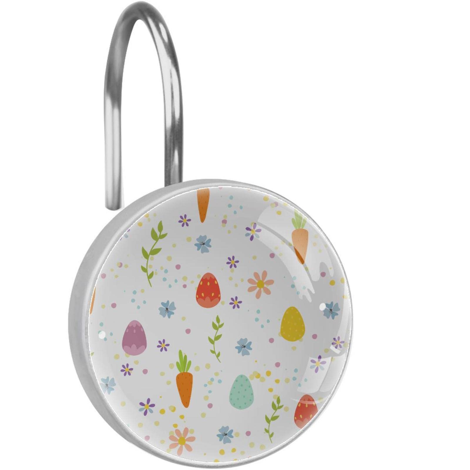 Anneaux de rideau de douche antirouille de luxe en verre cristal floral 3D
