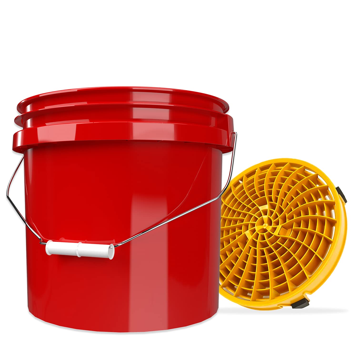 detailmate Kit de Lavage de Voiture : Seau de Lavage Rouge 3,5 gallons (13 l) avec détails Guardz Dirt Lock Seau de Lavage doré pour Un Lavage à la Main sans Rayures