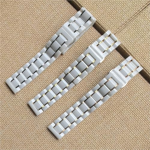 Bracelet montre céramique blanche 20mm 22mm boucle déployante acier