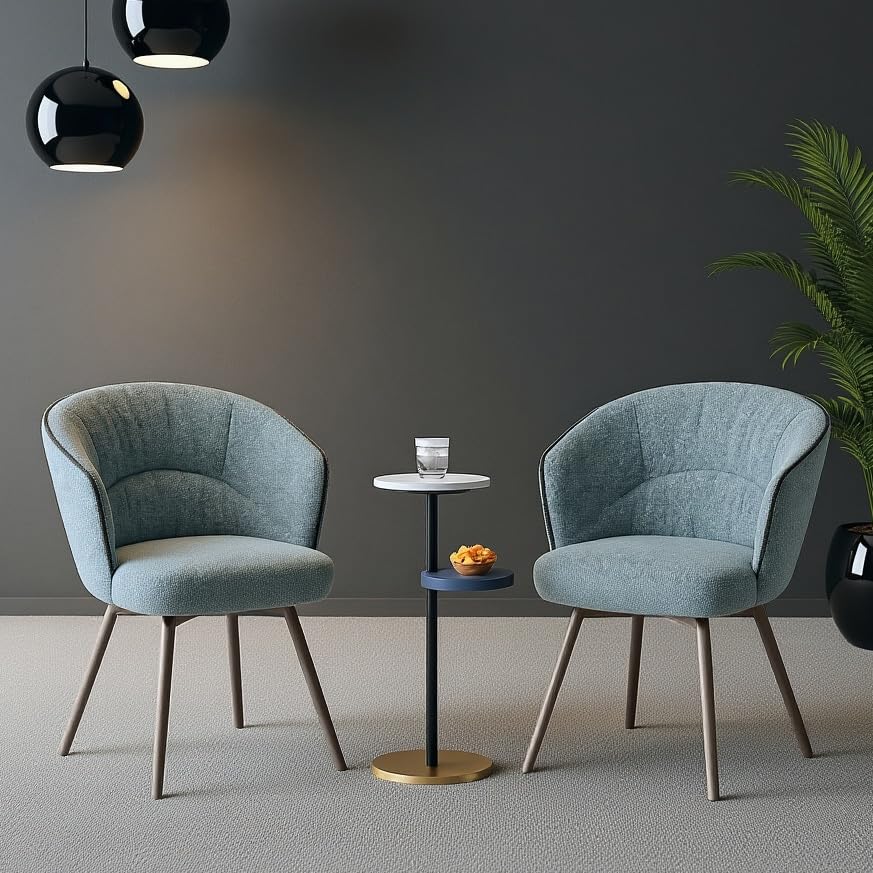Urban Ladder Calix Metal Dining Chair in Powder Blue Colour - Set of 2-picture-30