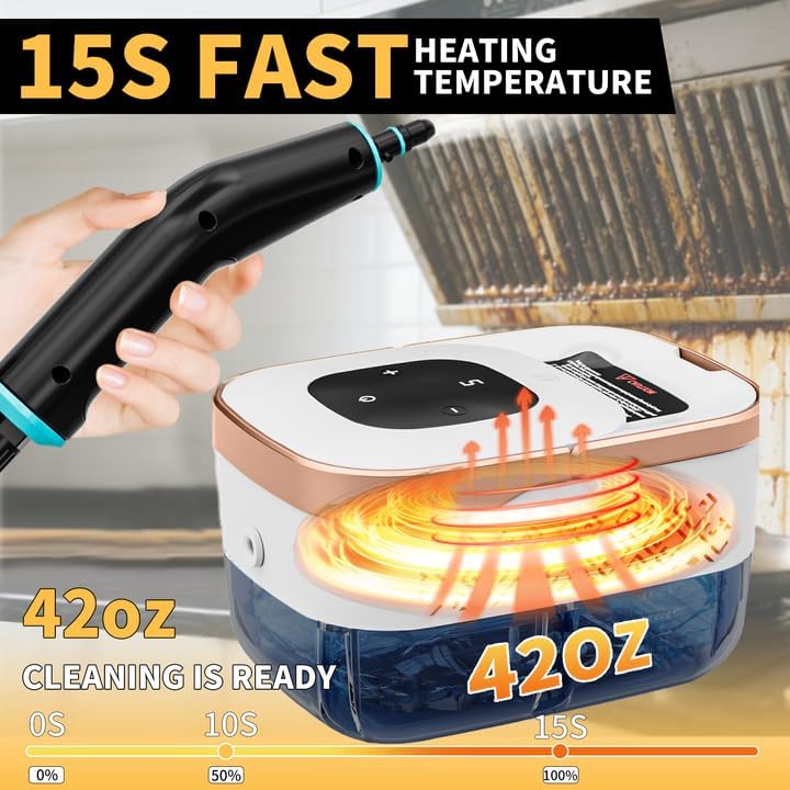 Steam Cleaner, 6 Steam Levels, 42oz Tank & 11 Pieces Accessories, 1500W High-Temperature Steam Cleaner for Home, Steamer for cleaning Car, Tile, Floor - Image 3