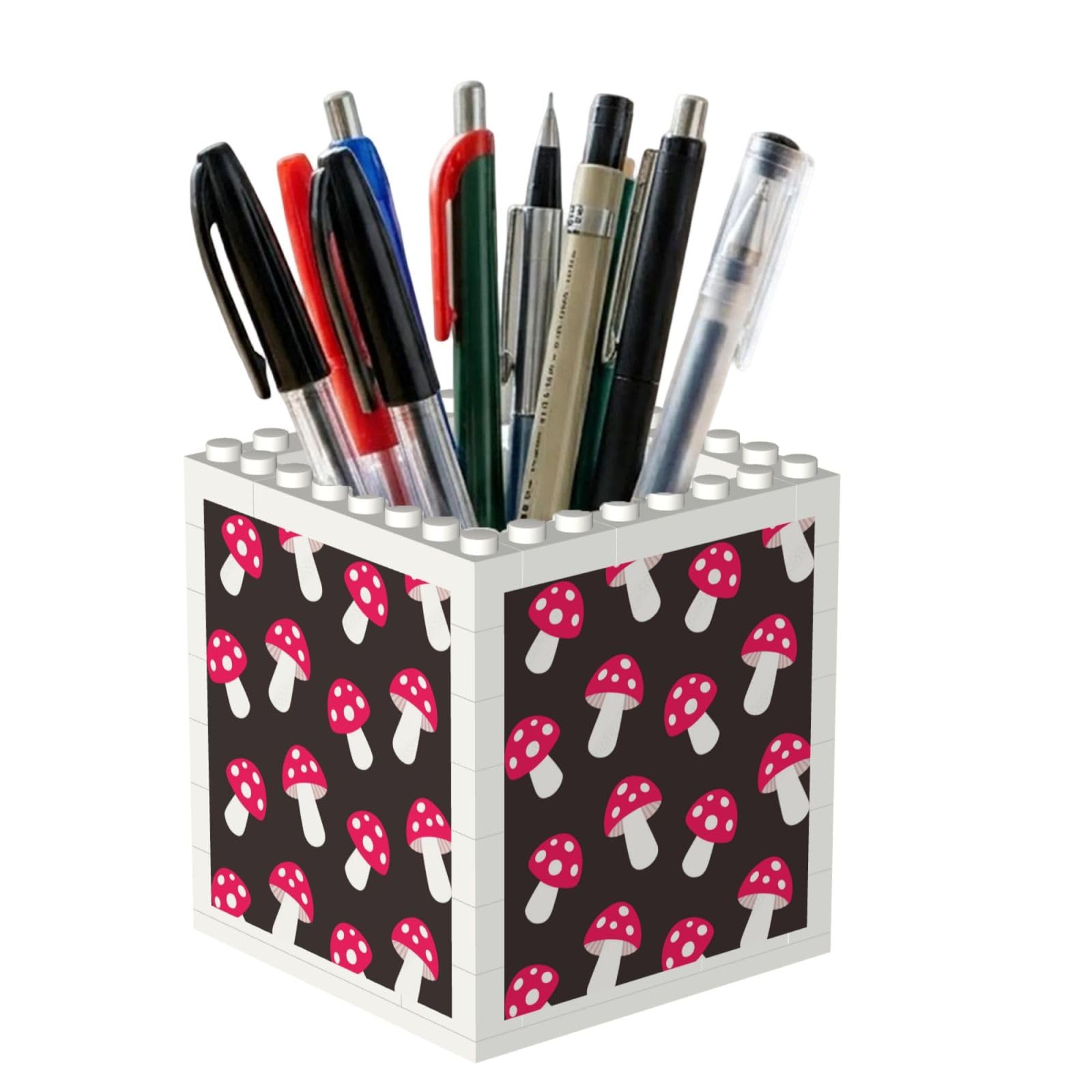 Poadnly Mushroom Fungus Pattern, Pen Pot Pencil Holder for Office Home School, Compact Desk Organiser for Office Stationery
