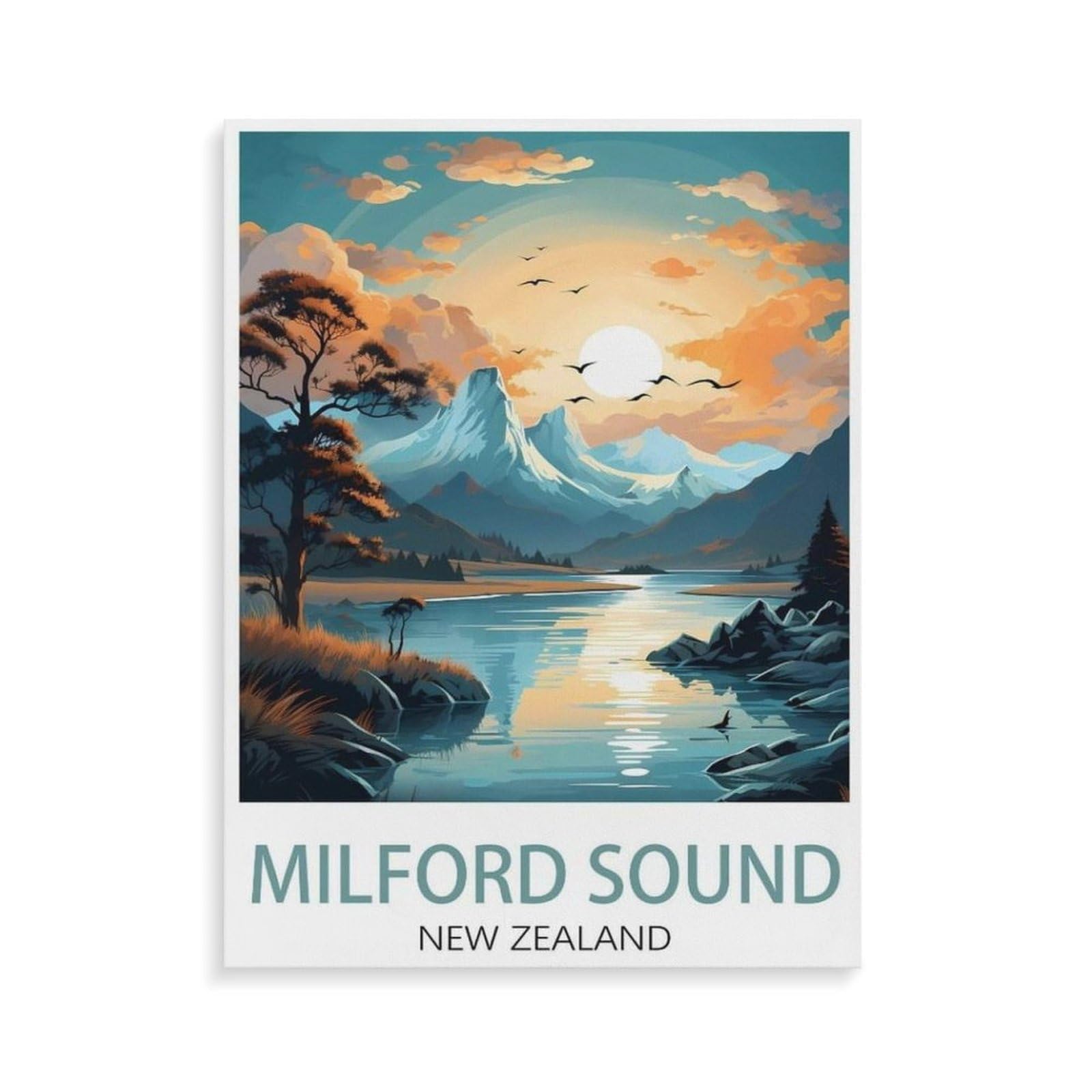 BEAYODKP New Zealand Milford Sound，Paint by Number DIY Oil Painting Paint by Numbers Kits for Adults Beginner Canvas Acrylic Arts Craft for Home Wall Decor Drawing(20x30cm-P38
