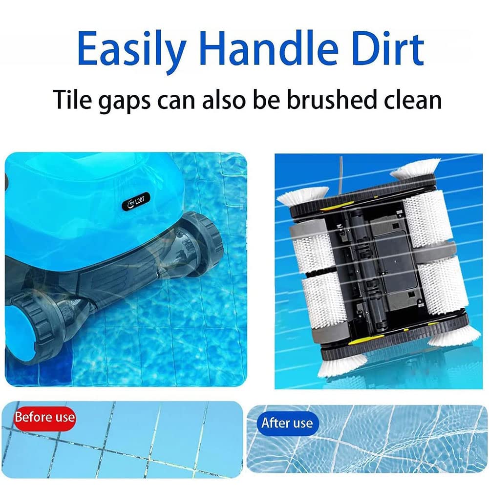 Pulitore automatico per piscine senza fili Pulitore per piscine, Pianificazione intelligente del percorso Vuoto automatico per piscina Arrampicata su parete Forte aspirazione Carica rapida Ideale pe